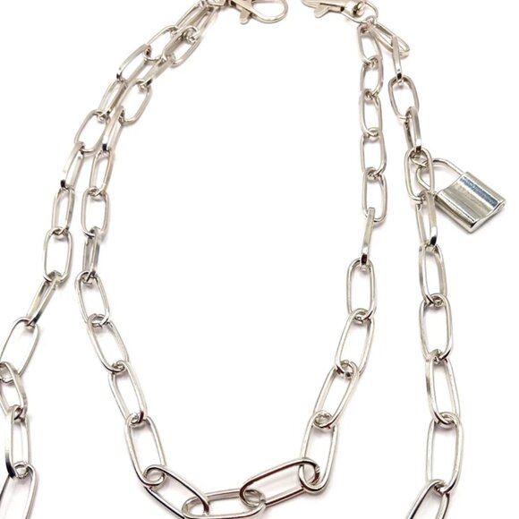 Double Layer Pants Or Wallet Silver Tone Chain 19" With Lock - Picture 4 of 9